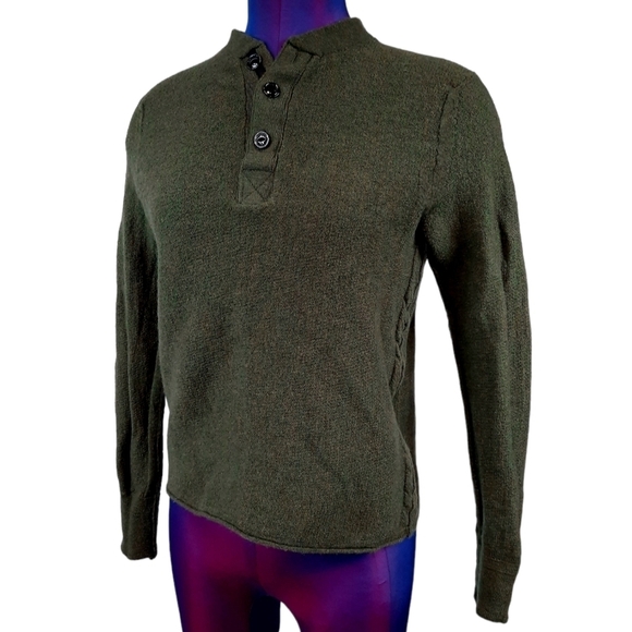 Rag & Bone Olive Green 100% Extra Fine Merino Wool Sweater‎ Size Medium Women's - Picture 1 of 9